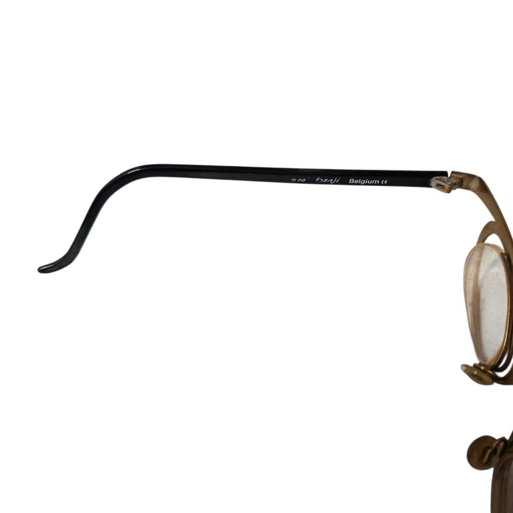 Vintage Theo Belgium Eyeglasses Gold & Black Oval Avant-Garde Frames - Picture 5 of 5
